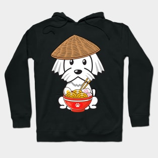 Funny white dog is eating noodles Hoodie